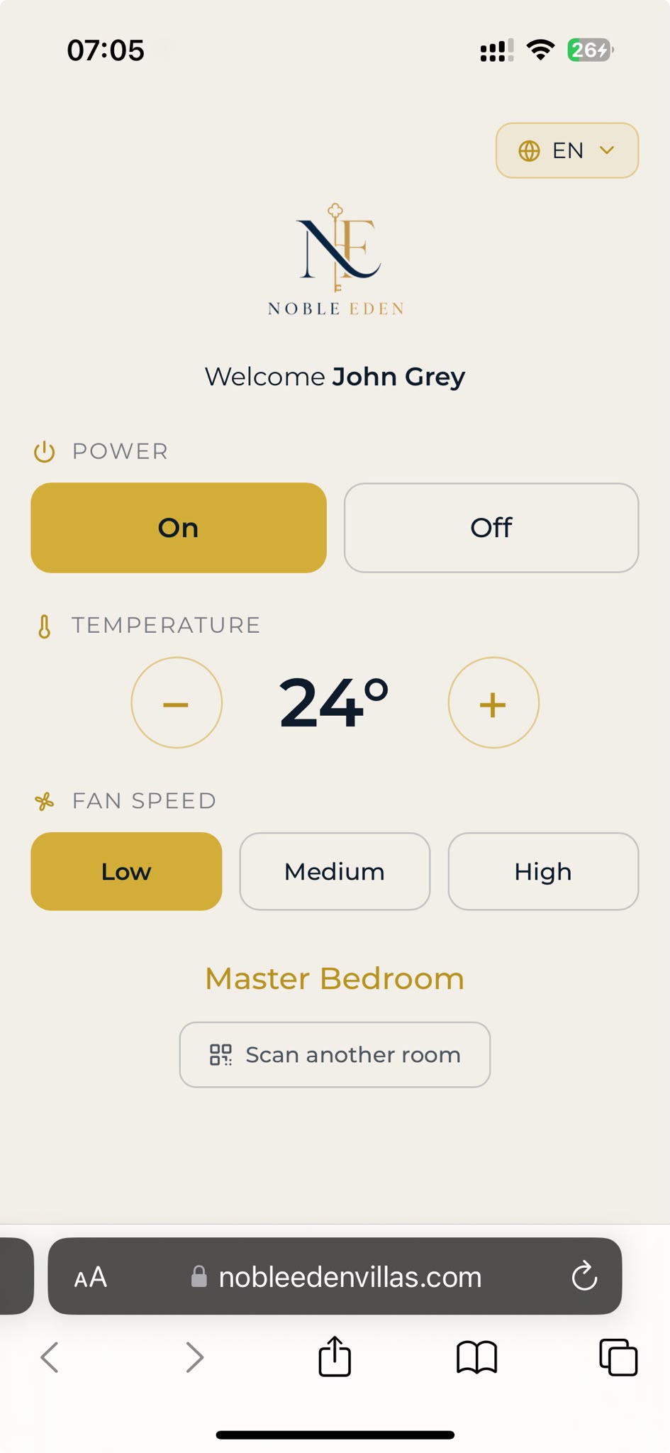Guest AC control from smartphone